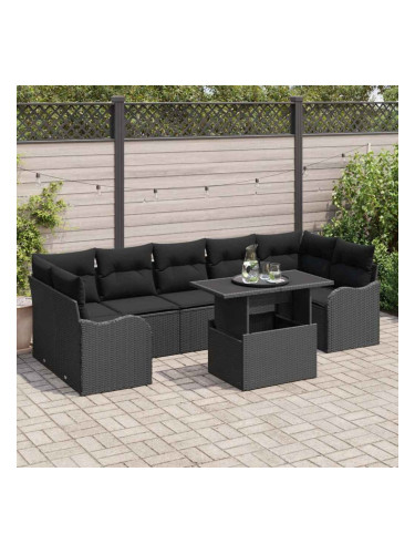 Sonata H Градински Софа Комплект 8 pcs Черно 100 x 55 x 73 см Полиратан
