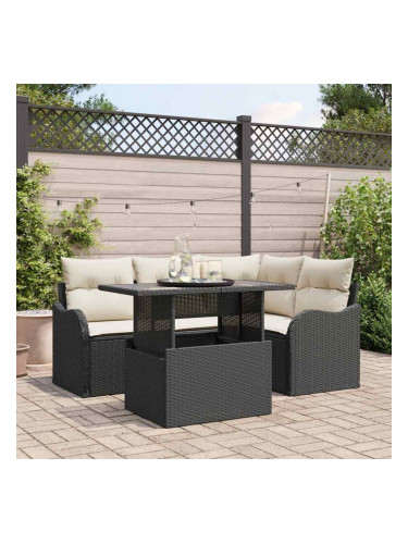 Sonata H Градински Софа Комплект 5 pcs Черно 100 x 55 x 73 см Полиратан