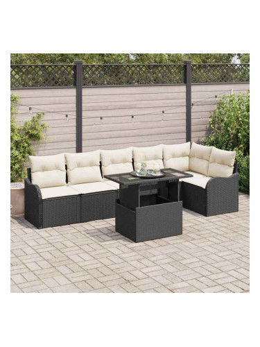 Sonata H Градински Софа Комплект 7 pcs Черно 100 x 55 x 73 см Полиратан