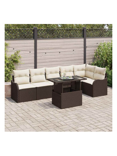 Sonata H Градински Софа Комплект 7 pcs Кафяво 100 x 55 x 73 см Полиратан