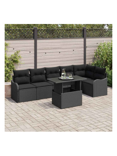 Sonata H Градински Софа Комплект 7 pcs Черно 100 x 55 x 73 см Полиратан