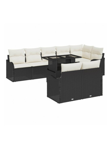 Sonata H Градински Софа Комплект 9 pcs Черно 100 x 55 x 73 см Полиратан