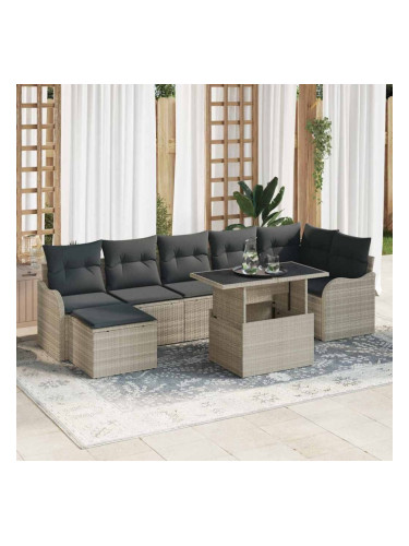 Sonata H Градински Софа Комплект 8 pcs Светлосиво Полиратан