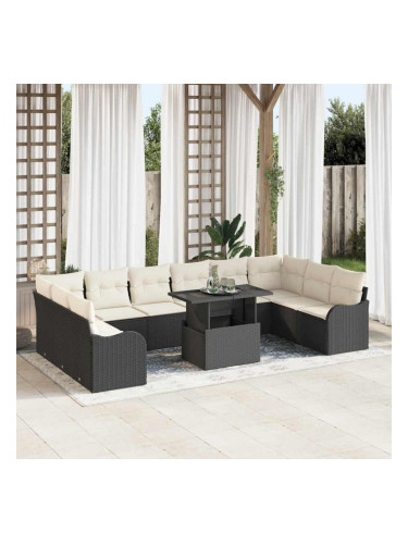 Sonata H Градински Софа Комплект 11 pcs Черно 100 x 55 x 73 см Полиратан