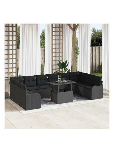 Sonata H Градински Софа Комплект 11 pcs Черно 100 x 55 x 73 см Полиратан