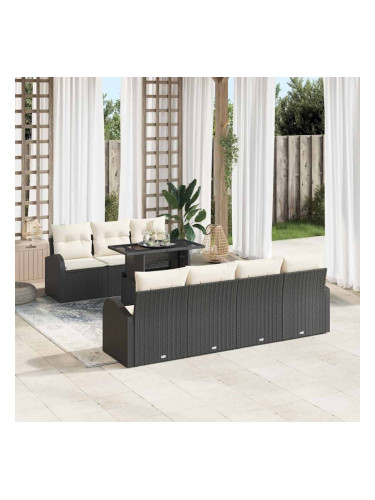 Sonata H Градински Софа Комплект 8 pcs Черно 100 х 55 х 73 см Полиратан