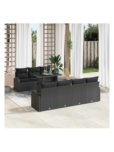 Sonata H Градински Софа Комплект 8 pcs Черно 100 х 55 х 73 см Полиратан