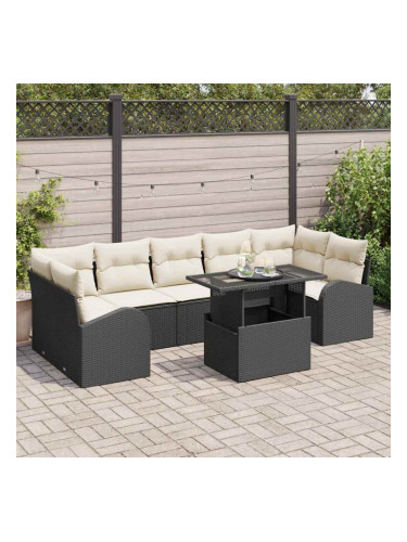 Sonata H Градински Софа Комплект 8 pcs Черно 100 х 55 х 73 см Полиратан