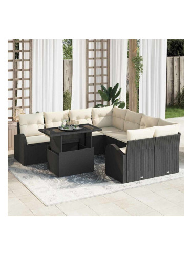 Sonata H Градински Софа Комплект 9 pcs Черно 100 x 55 x 73 см Полиратан