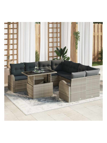Sonata H Градински Софа Комплект 9 pcs Светлосиво 100 x 55 x 73 см