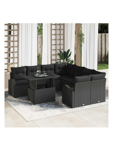 Sonata H Градински Софа Комплект 9 pcs Черно 100 x 55 x 73 см Полиратан