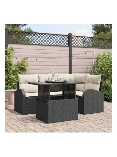 Sonata H Градински Софа Комплект 5 pcs Черно 100 x 55 x 73 см Полиратан