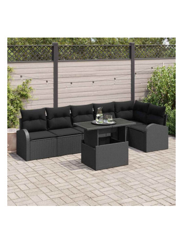 Sonata H Градински Софа Комплект 7 pcs Черно 100 x 55 x 73 см Полиратан