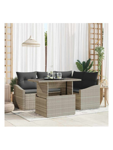 Sonata H Градински Софа Комплект 5 pcs Светло сиво и тъмно сиво