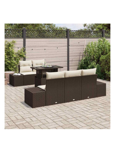 Sonata H Градински Софа Комплект 6 pcs Кафяв и Кремав 100 x 55 x 73 см