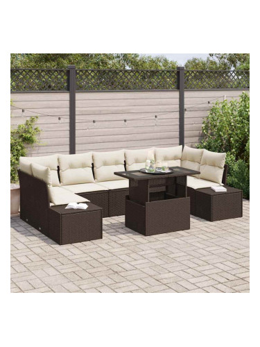 Sonata H Градински Софа Комплект 8 pcs Кафяв и Кремав 100 x 55 x 73 см