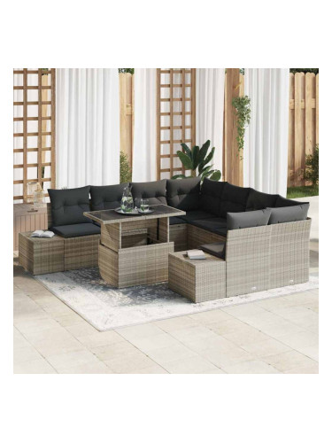 Sonata H Градински Софа Комплект 9 pcs Светло сиво и тъмно сиво