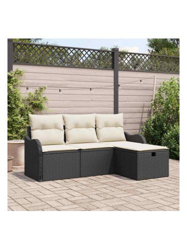 Sonata H Градински Софа Комплект 4 pcs Черно и кремаво 176 x 117 x 85 см