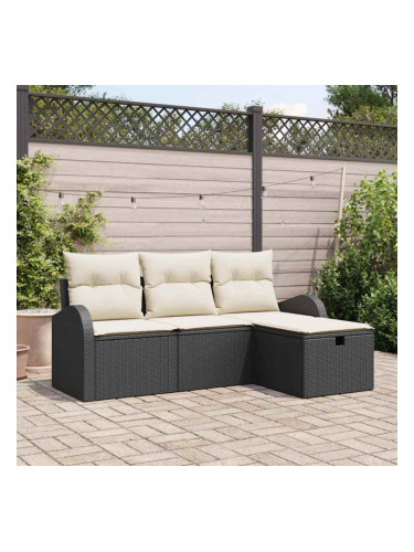Sonata H Градински Софа Комплект 4 pcs Черно и кремаво 179 x 117 x 85 см