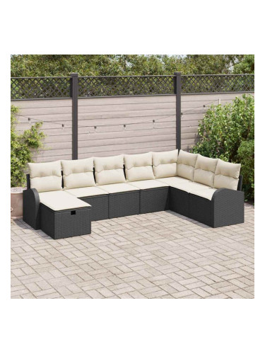 Sonata H Градински Софа Комплект 8 pcs Черно и кремаво 289 x 179 x 85 см