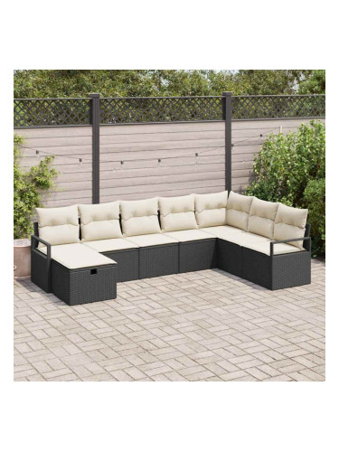 Sonata H Градински Софа Комплект 8 pcs Черно и кремаво 287 x 177 x 85 см