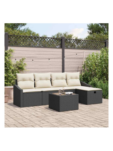Sonata H Градински Софа Комплект 6 pcs Черно 55 x 55 x 37 см Полиратан