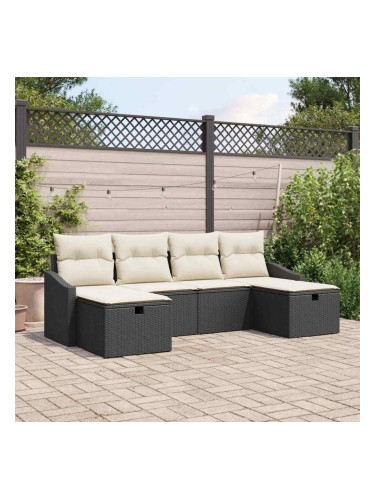 Sonata H Градински Софа Комплект 6 pcs Черно 55 х 62 х 69 см Полиратан
