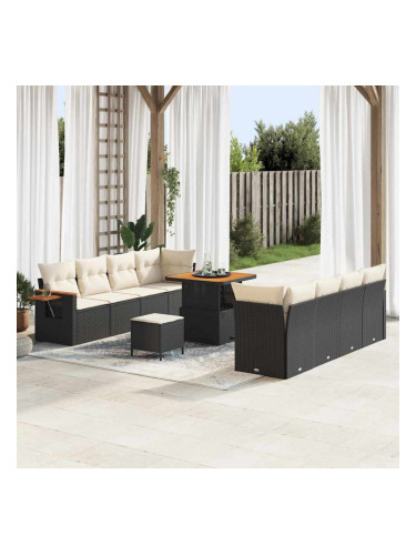 Sonata H Градински Софа Комплект 11 pcs Черно и кремаво 80 x 80 x 71 cm