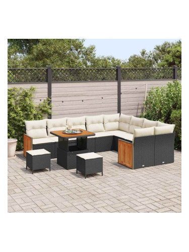 Sonata H Градински Софа Комплект 12 pcs Черно и кремаво 80 x 80 x 71 cm