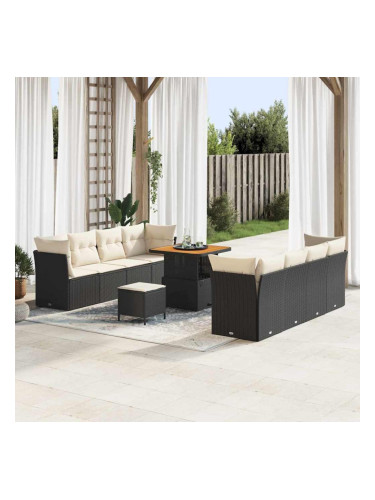 Sonata H Градински Софа Комплект 11 pcs Черно и кремаво 80 x 80 x 71 cm