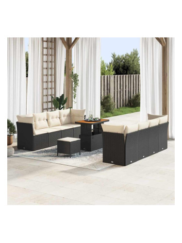 Sonata H Градински Софа Комплект 11 pcs Черно и кремаво 90 x 55 x 71 cm