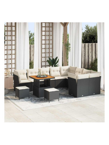 Sonata H Градински Софа Комплект 12 pcs Черно и кремаво 80 x 80 x 71 cm