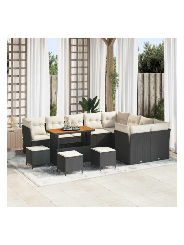 Sonata H Градински Софа Комплект 13 pcs Черно и кремаво 110 x 55 x 71 см