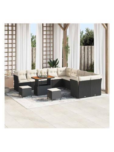 Sonata H Градински Софа Комплект 13 pcs Черно и кремаво 90 x 55 x 71 cm
