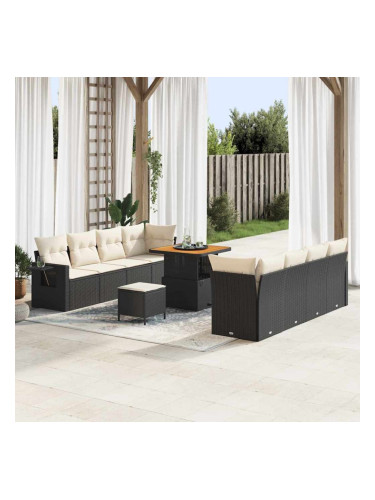 Sonata H Градински Софа Комплект 11 pcs Черно и кремаво 80 x 80 x 71 cm