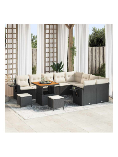 Sonata H Градински Софа Комплект 12 pcs Черно и кремаво 80 x 80 x 71 cm