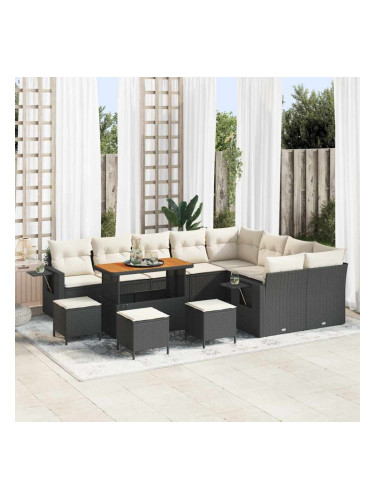 Sonata H Градински Софа Комплект 13 pcs Черно и кремаво 110 x 55 x 71 см