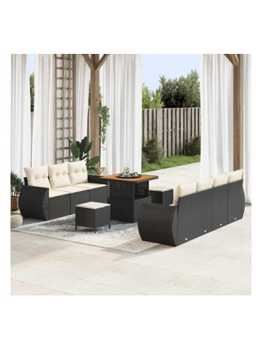 Sonata H Градински Софа Комплект 10 pcs Черно и кремаво 80 x 80 x 71 cm