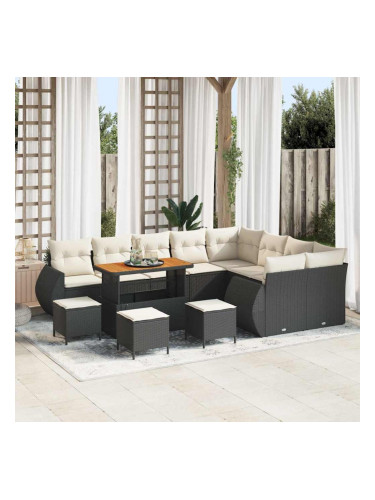 Sonata H Градински Софа Комплект 13 pcs Черно и кремаво 110 x 55 x 71 см