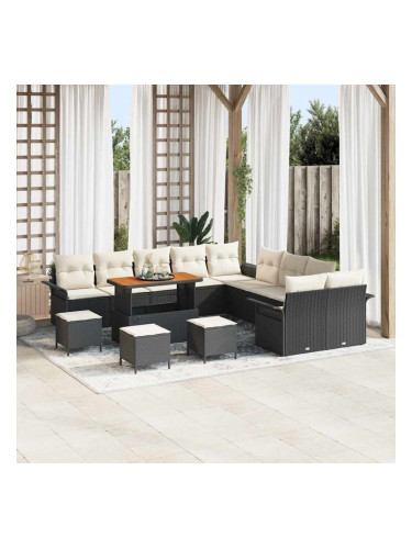 Sonata H Градински Софа Комплект 14 pcs Черен и кремав 110 x 55 x 71 см