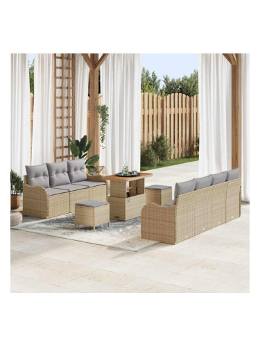 Sonata H Градински Софа Комплект с възглавница 10 pcs Бежов и Светло Сив
