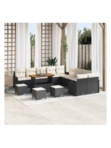 Sonata H Градински Софа Комплект 14 pcs Черен и кремав 110 x 55 x 71 см