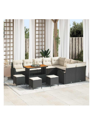 Sonata H Градински Софа Комплект 13 pcs Черен и кремав 110 x 55 x 71 см