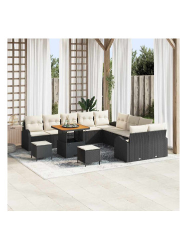 Sonata H Градински Софа Комплект 13 pcs Черен и кремав 80 x 80 x 71 cm