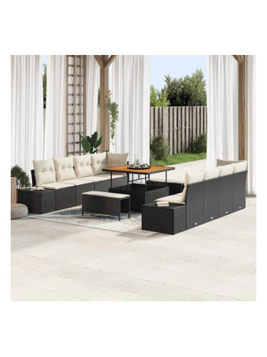 Sonata H Градински Софа Комплект 11 pcs Черен и кремав 100 x 100 x 71 cm