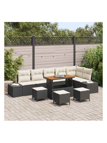 Sonata H Градински Софа Комплект 9 pcs Черен и кремав 110 x 55 x 71 см