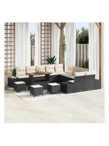 Sonata H Градински Софа Комплект 13 pcs Черен и кремав 110 x 55 x 71 см