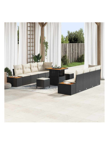 Sonata H Градински Софа Комплект 11 pcs Черен и кремав 80 x 80 x 71 cm
