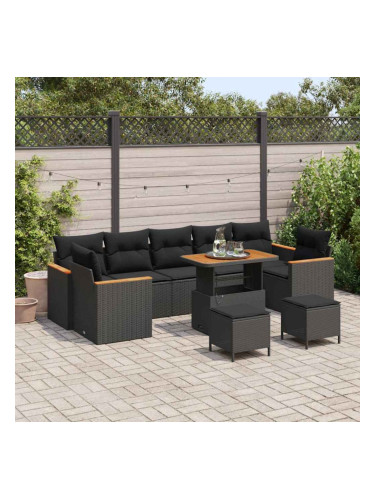 Sonata H Градински Софа Комплект 10 pcs Черно 90 x 55 x 71 cm Полиратан