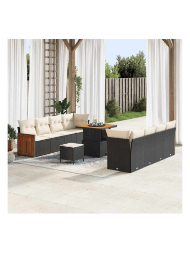 Sonata H Градински Софа Комплект 11 pcs Черен и кремав 80 x 80 x 71 cm